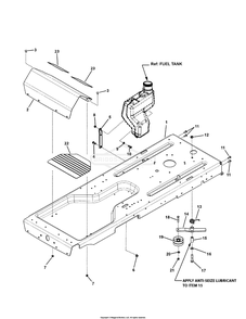Frame Assembly Diagram and Parts List for 7800819 (C950-60107-0)(2011) Briggs and Stratton Lawn Tractor